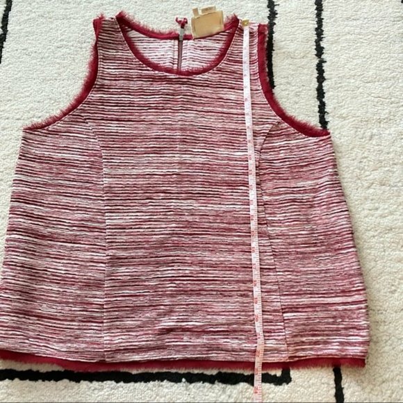 VANESSA VIRGINIA Red White Indira Striped Knit Tank Sleeveless Blouse - Picture 8 of 10